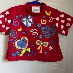 Vintage Girls Top Size 2T Kids Clothes G-Rite Hearts Butterfly Butterflies Bows